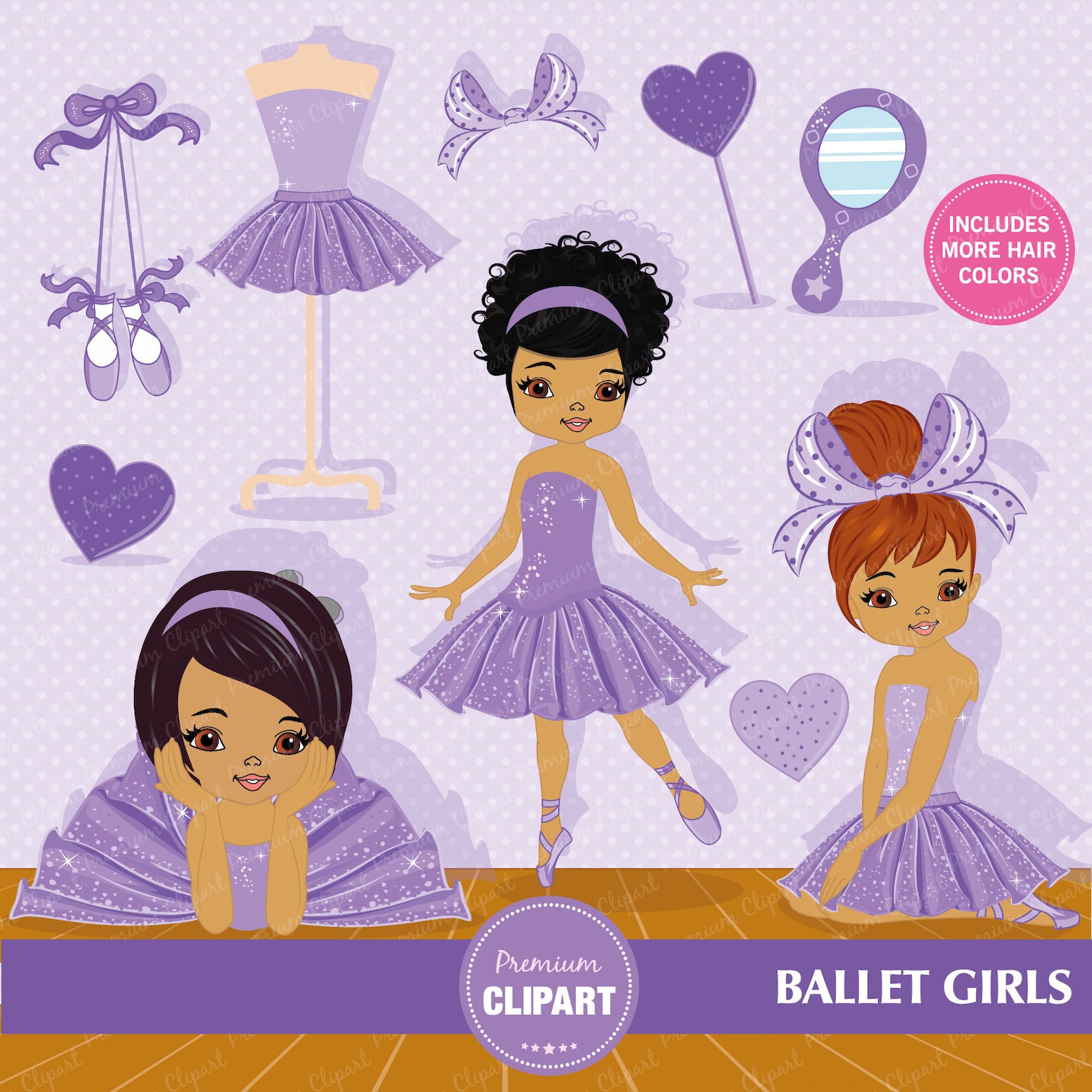 ballerina clipart, ballerina clip art, african american ballerina, ballet clipart, ballerina invitation, commercial use - ca317