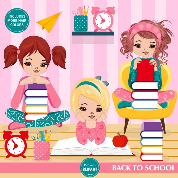 Back To School Clipart School Supplies Reading Clipart Etsy