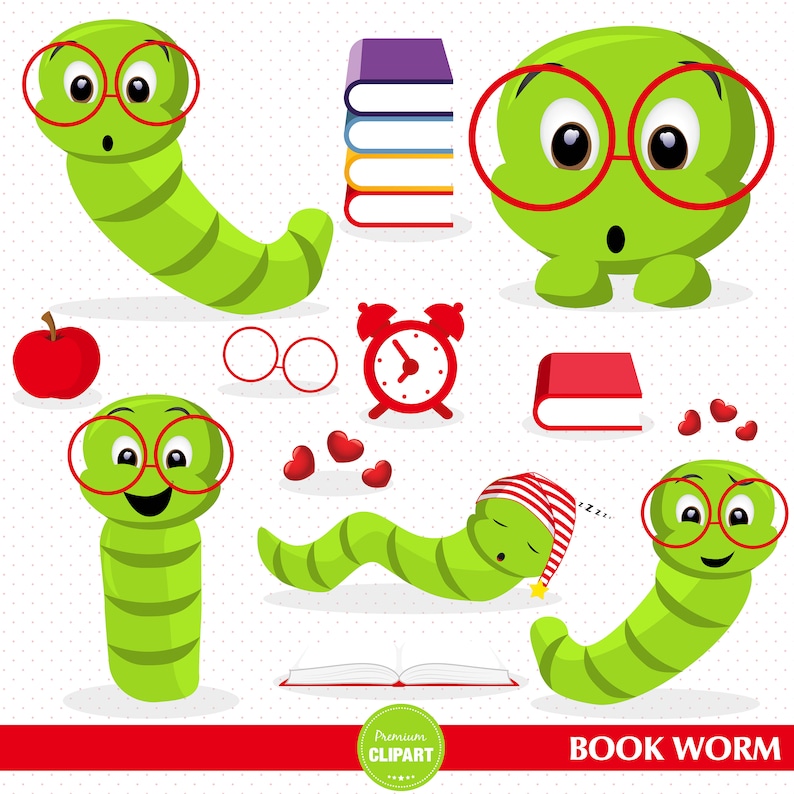 school clip art educational images CA465 commercial use Book worm clipart back to school clipart