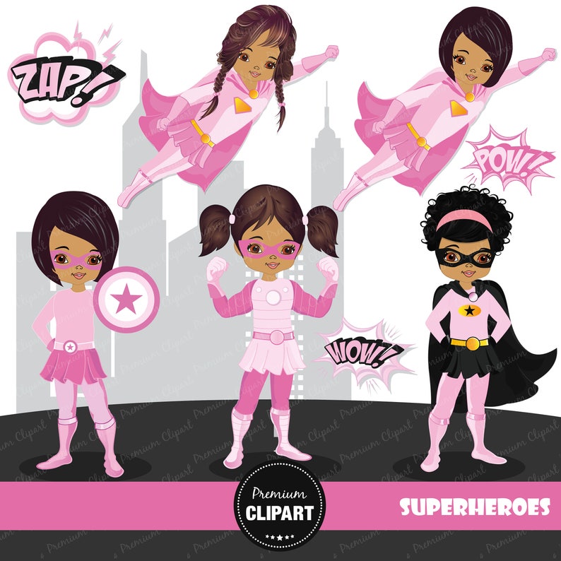 Clipart de superhéroe rosa chica de superhéroes superhéroes | Etsy