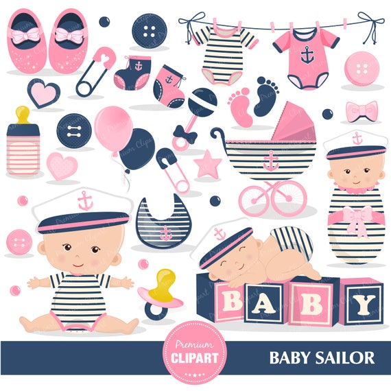 Nautical baby shower clipart Baby sailor Sailing clipart Etsy