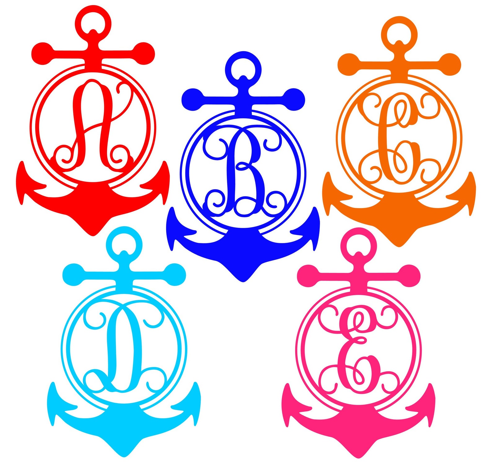 Anchor Monogram Decal. Nautical Monogram Decal. Tumbler Vinyl Etsy