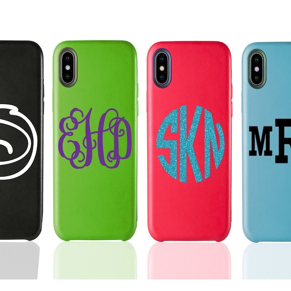 Cell Phone Monogram Vinyl Decal. Personalized iPhone Case Monogram Vinyl Sticker. Customized Android Phone Monogram Decal