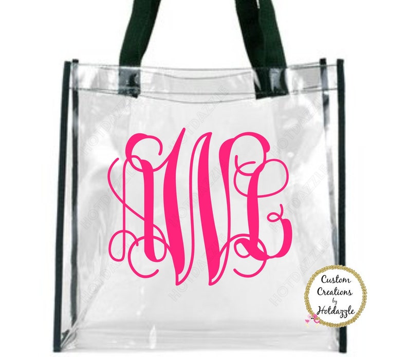 Personalized Clear Tote Bag. Script Monogram Clear Tote Bag. Etsy