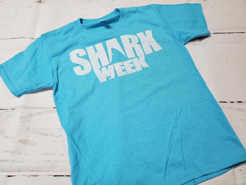 wildlife Summer ocean animals knowledge Youth Unisex Shark Week shark awareness child Aquatic Blue Graphic Tee Shirt surf beaches