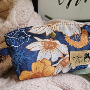 Estuche para gafas de sol Sunflower, lona impermeable, estuche pequeño, diseño floral, color naranja quemado, bronce antiguo, estuche con clip, divertido, unisex