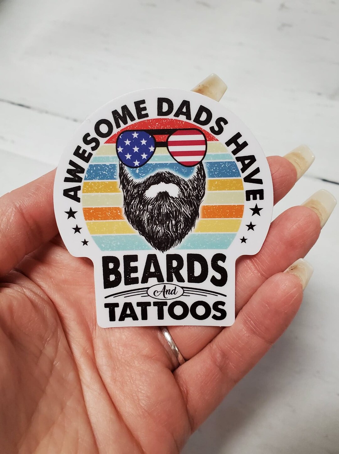 Awesome Dad Beard Tattoo Sticker, Father's Day Gift - Etsy