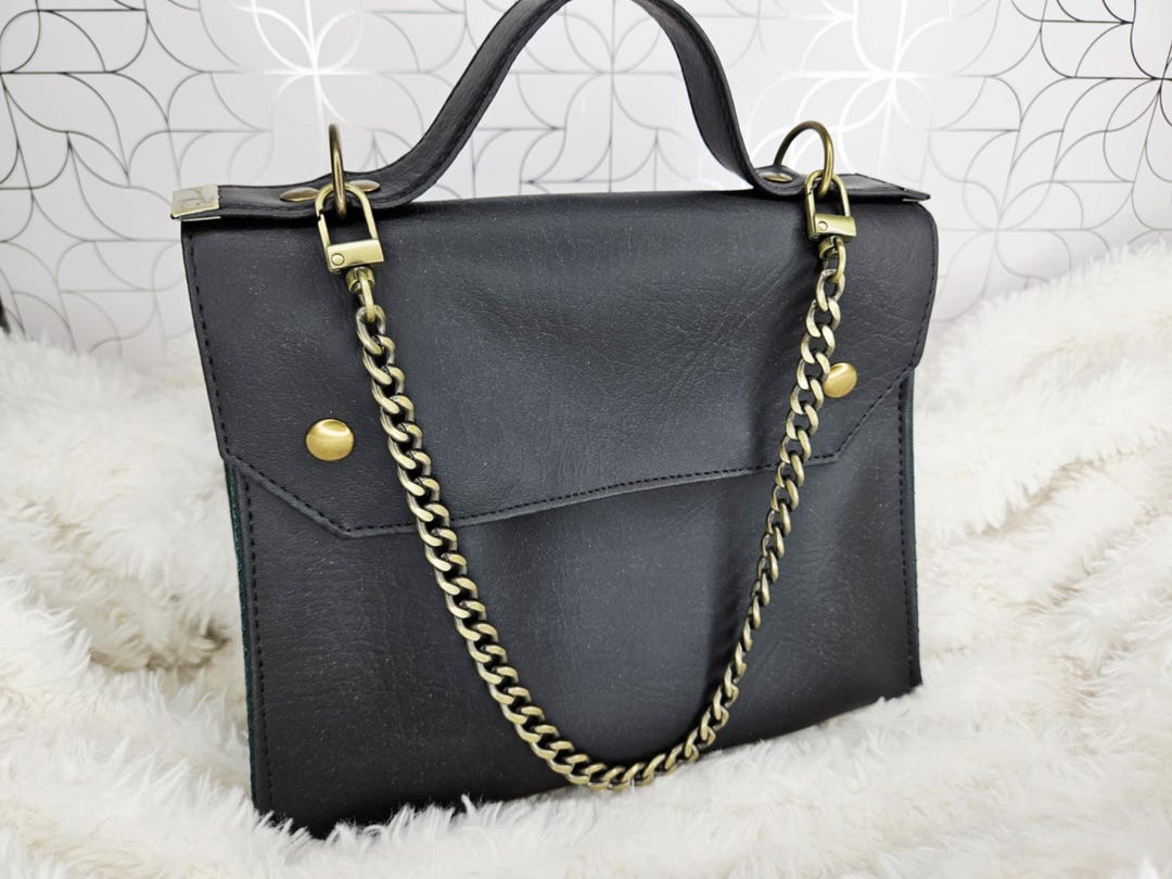 Mini Briefcase Purse, Antique Bronze Chain Strap Handbag - Etsy