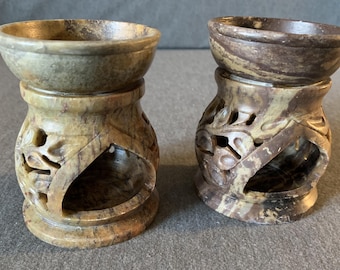 Paar Hand geschnitzte Speckstein Öl Diffuser!