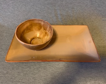 HD Designs Ceramic Chip 'n' Dip Set w/Platter & Bowl in Unused Condition!