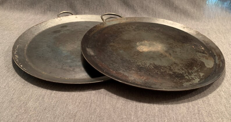 2 Vintage Hand gefertigte Stahl Comals/Grdles zum Kochen Tamales, Arepas Etc. Bild 1