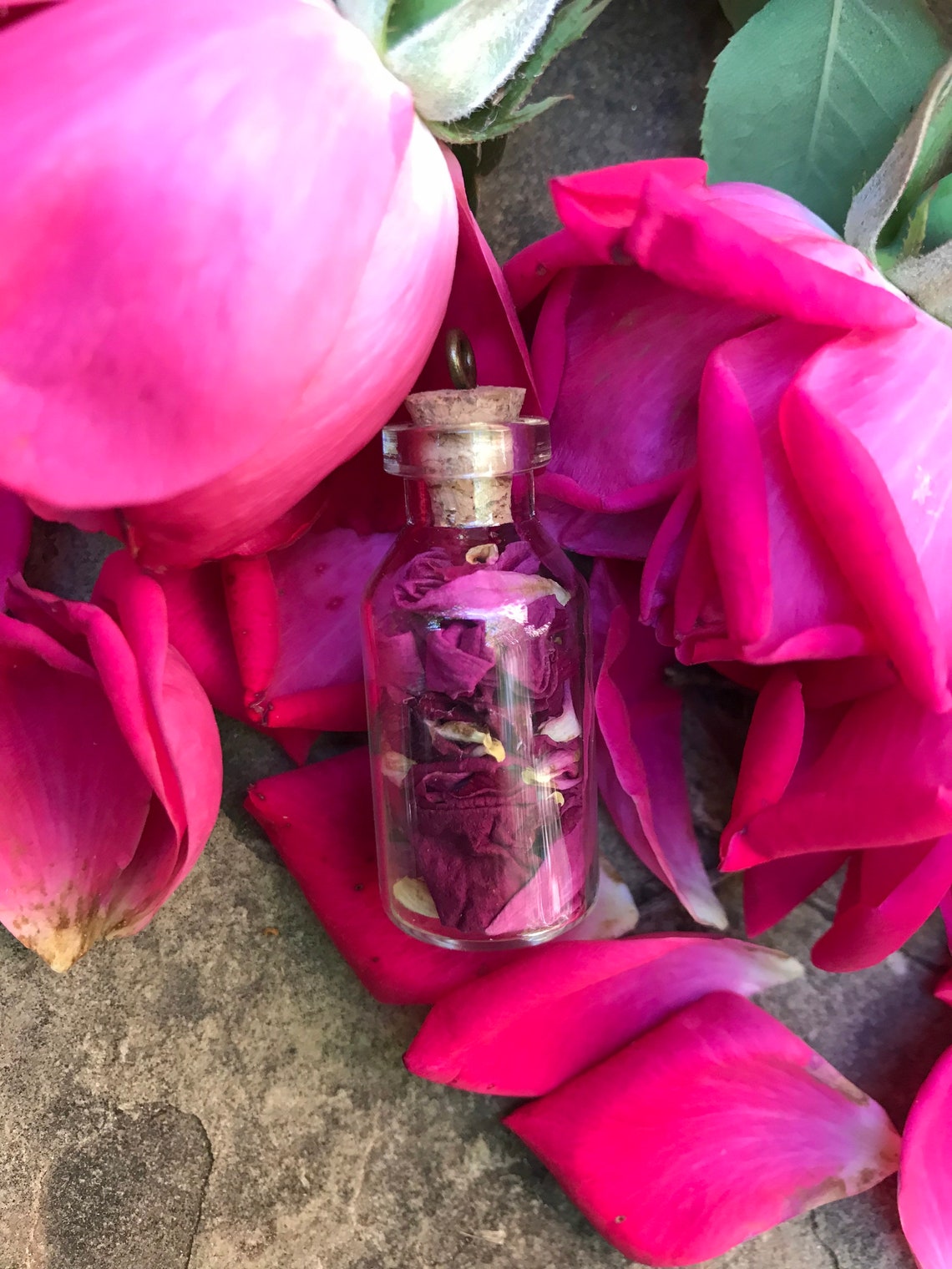 Rose Petal Spell Jar Pendant Etsy UK