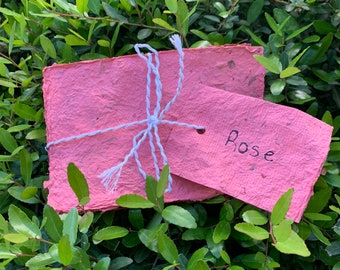 Rose Recycled Paper, Upcycled Paper with Real Roses, pink 5x7 Paper for Spell Work