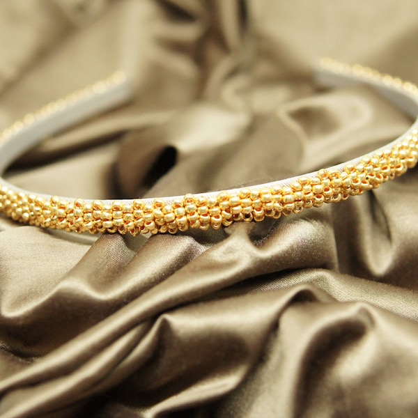 Gold narrow wedding headband, gold wedding tiara, christening hair piece