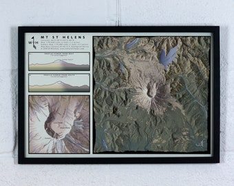 12x18 Inch Map of Mt St Helens with Summit Inset Map