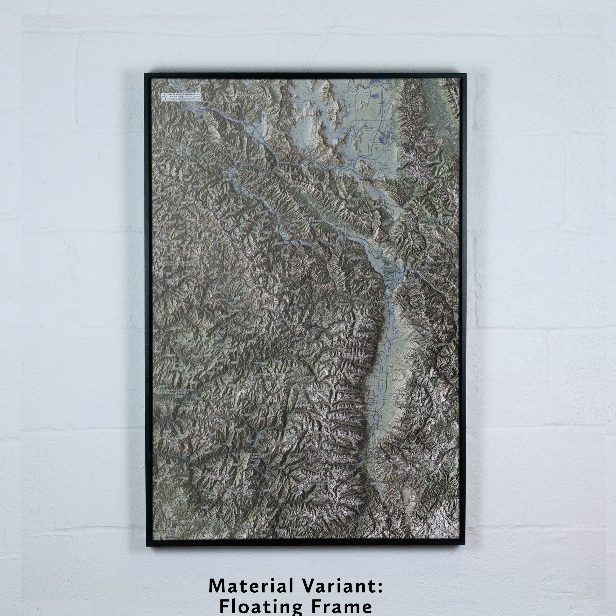 Bitterroot Mountains 24x36 Inch Canvas Map