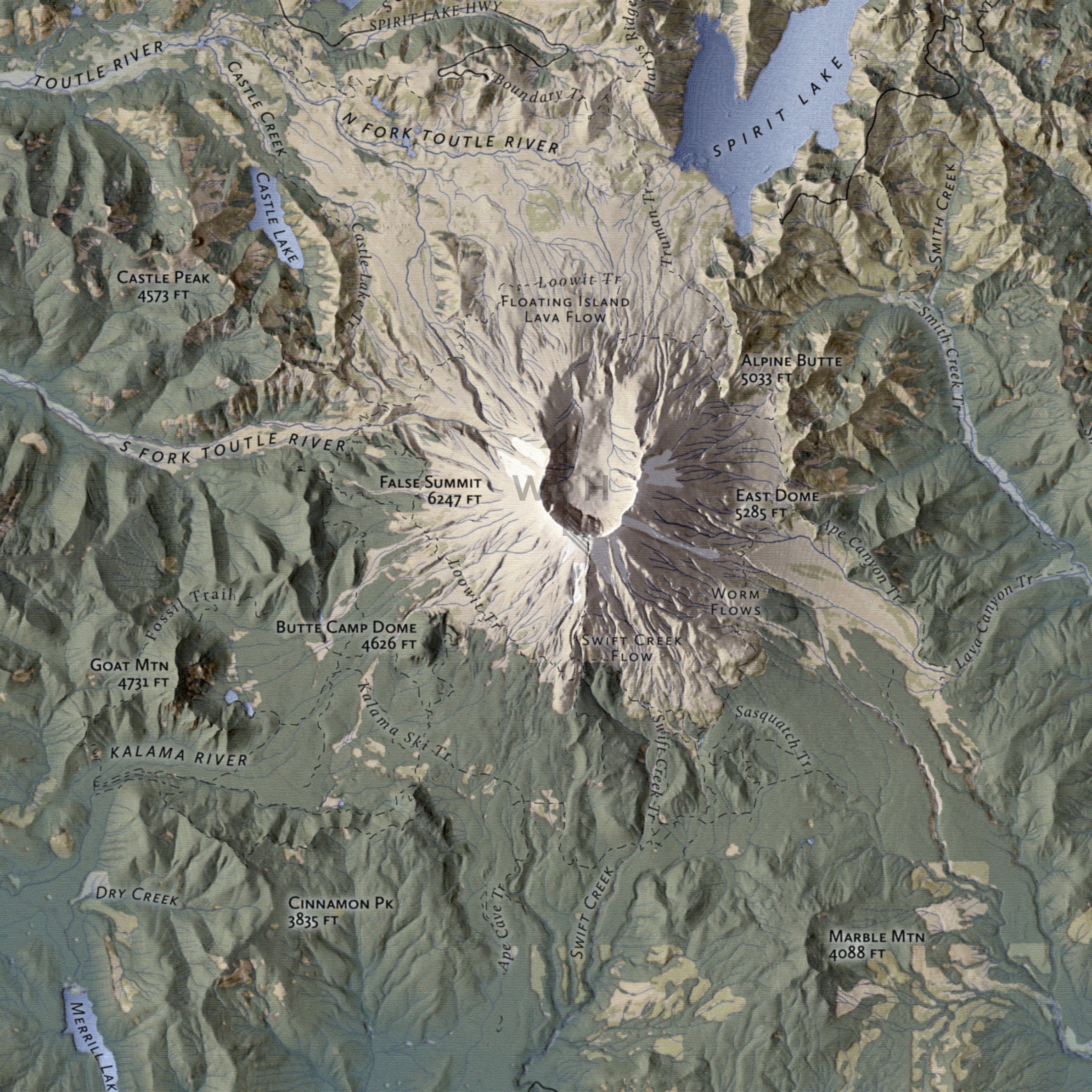 12x18 Inch Map of Mt St Helens with Summit Inset Map Etsy Nederland