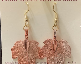 Real Leaf Jewelry Copper Dipped Leaf Earrings French Earwires Iridescentleaves Leaves From Mother Nature Natures Leaves Full Moon Maple Leaf