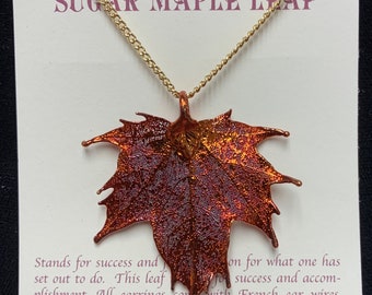 Real leaf necklace Copper dipped leaf necklace Real leaf Jewelry Iridescent leaves Leaves From Mother Nature Natures Leaves Sugar Maple Leaf