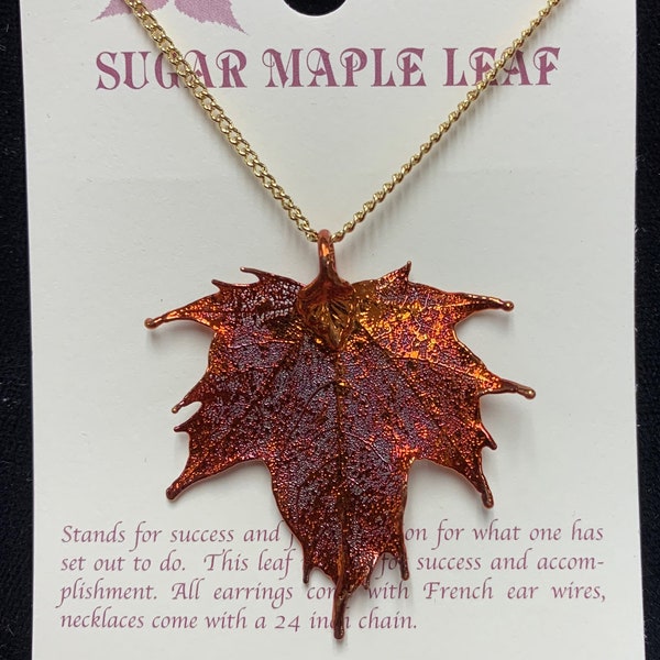 Real leaf necklace Copper dipped leaf necklace Real leaf Jewelry Iridescent leaves Leaves From Mother Nature Natures Leaves Sugar Maple Leaf