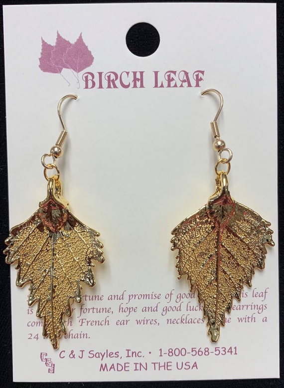 24k Gold Dipped Birch Leaf W/ Gold-Plating Necklace 24k Gold Dipped Birch Leaf W/ Gold-Plating Necklace