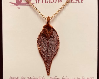 Real leaf necklace Copper dipped leaf necklace Real leaf Jewelry Iridescent leaves Leaves From Mother Nature Natures Leaves willow Leaf