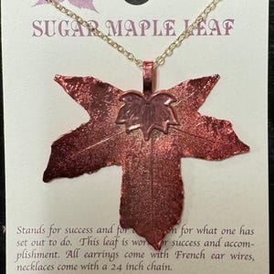 Echtes Blatt Halskette Kupfer getaucht Blatt Halskette Echtes Blatt Schmuck irisierende Blätter Blätter von Mutter Natur Naturen Blätter Zuckerahornblatt