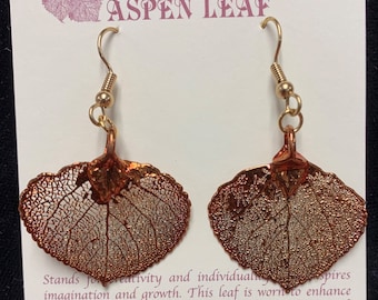 Real Leaf Earrings French Hook Earrings Real leaf Jewelry Iridescent Aspen leaves Leaves From Mother Nature Natures Leaves Colorado Aspens