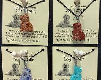 Dog Hand Carved Stone Figurine Necklace Pet Necklace Gemstone Totem Necklace Fetish Necklace Gemstone Animal Necklace Spirit Fetish Necklace