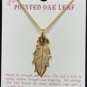 Real leaf necklace ,Gold Dipped Leaf Necklace, Gold Leaf Jewelry, Gold Leaves, Leaves From Mother Nature, Natures Leaves, Pointed Oak Leaf