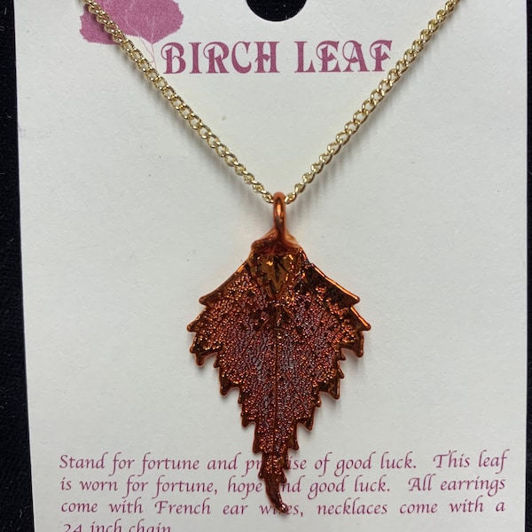 Real Leaf Jewelry Copper Dipped Leaf Necklace Iridescent leaves Leaves From Mother Nature Natures Leaves Birch Leaf