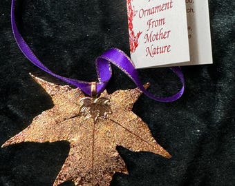 Real Sugar Maple Leaf Ornaments Dipped In Iridescent Copper Real Dipped Leaves Christmas Ornaments Iridescent Leaf Ornaments Sugar Maple eaf
