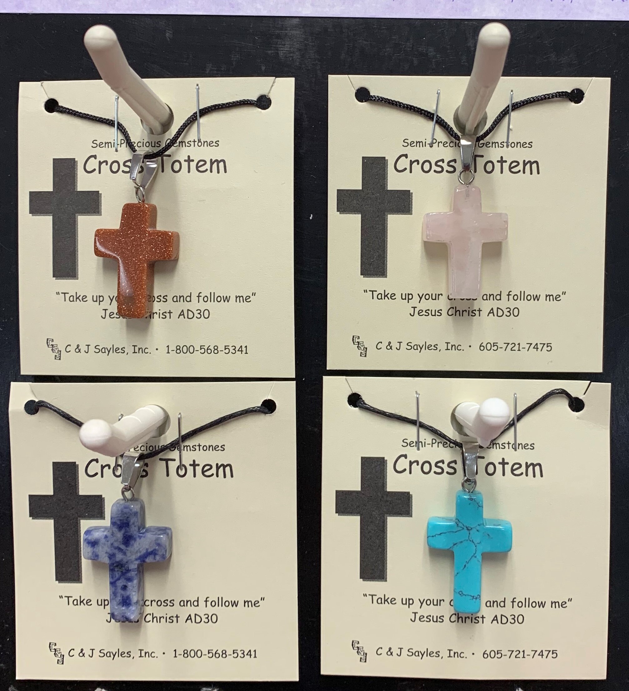 Cross Hand Carved Stone Figurine Necklace Cross Totem Necklace Fetish Necklace Critter Necklaces Gemstone Animal Necklace Religious Necklace