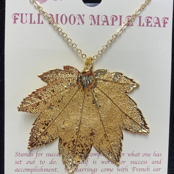 Real leaf necklace ,Gold Dipped Leaf Necklace, Gold Leaf Jewelry, Gold Leaves, Leaves From Mother Nature, Natures Leaves, Full Moon Maple