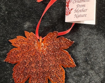 Real Full Moon Maple Leaf Ornament Dipped In iridescent Christmas Ornament Real Leaf Ornament iridescent Leaf Ornament Full Moon Maple Leaf
