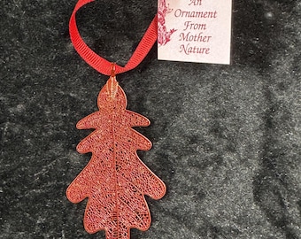 Real Lacy Oak Leaf Ornaments Dipped In Iridescent Copper Real Dipped Leaves Christmas Ornaments Iridescent Leaf Ornaments Lacy Oak Leaf