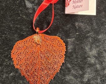 Birch Leaf Ornaments Dipped In Iridescent Copper Real Dipped Leaves Christmas Ornaments Iridescent Leaf Ornaments Birch Leaf