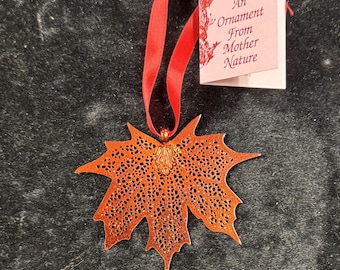 Real Sugar Maple Leaf Ornaments Dipped In Iridescent Copper Real Dipped Leaves Christmas Ornaments Iridescent Leaf Ornaments Sugar Maple eaf