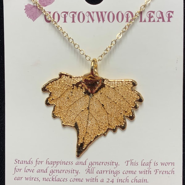 Real leaf necklace ,Gold Dipped Leaf Necklace, Gold Leaf Jewelry, Gold Leaves, Leaves From Mother Nature, Natures Leaves, Cottonwood  Leaf