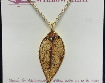 Real leaf necklace ,Gold Dipped Leaf Necklace, Gold Leaf Jewelry, Gold Leaves, Leaves From Mother Nature, Natures Leaves, Willow Leaf
