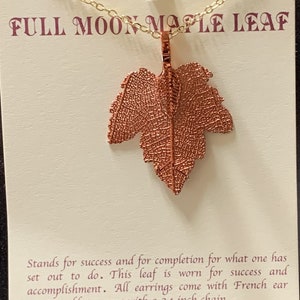 Real leaf necklace ,Copper dipped leaf necklace Real leaf Jewelry Iridescent leaves Leaves From Mother Nature Natures Leaves Full Moon Maple