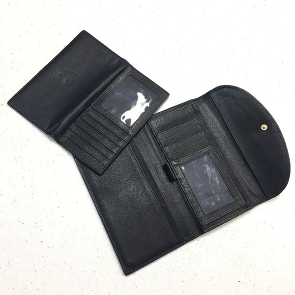 Mowen Leather Designs Women's Checkbook Wallet Black Soft High Quality Pre-Loved Pre-Owned From A Small Family Owned Business Copley Ohio