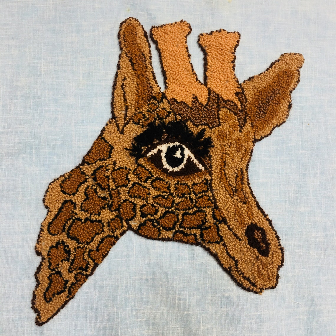 Punch Hook PunchNeedle Loop Embroidery Completed Giraffe Head Etsy