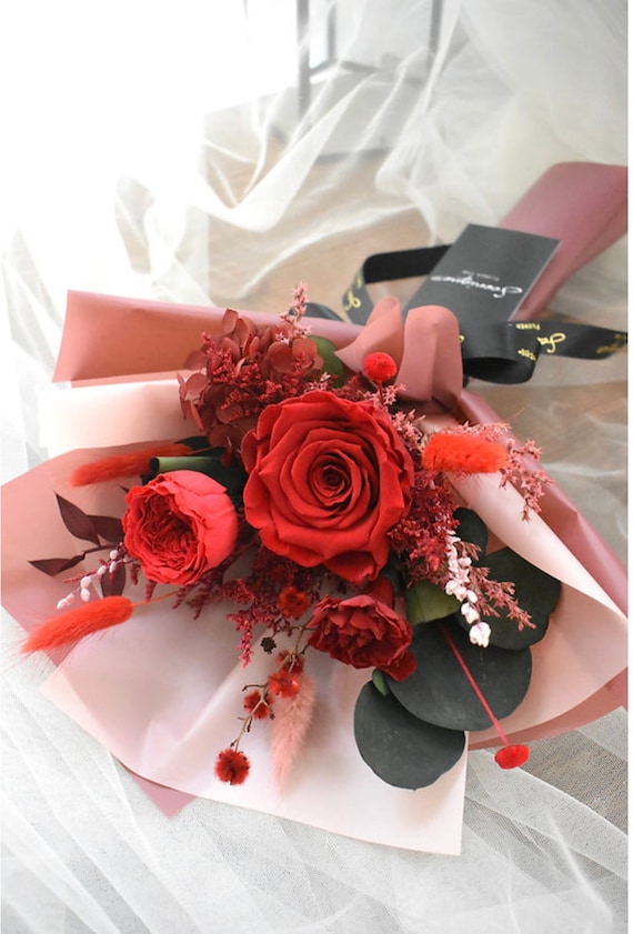 Red Rose And Carnation Soap BOUQUET Fragrant Bath