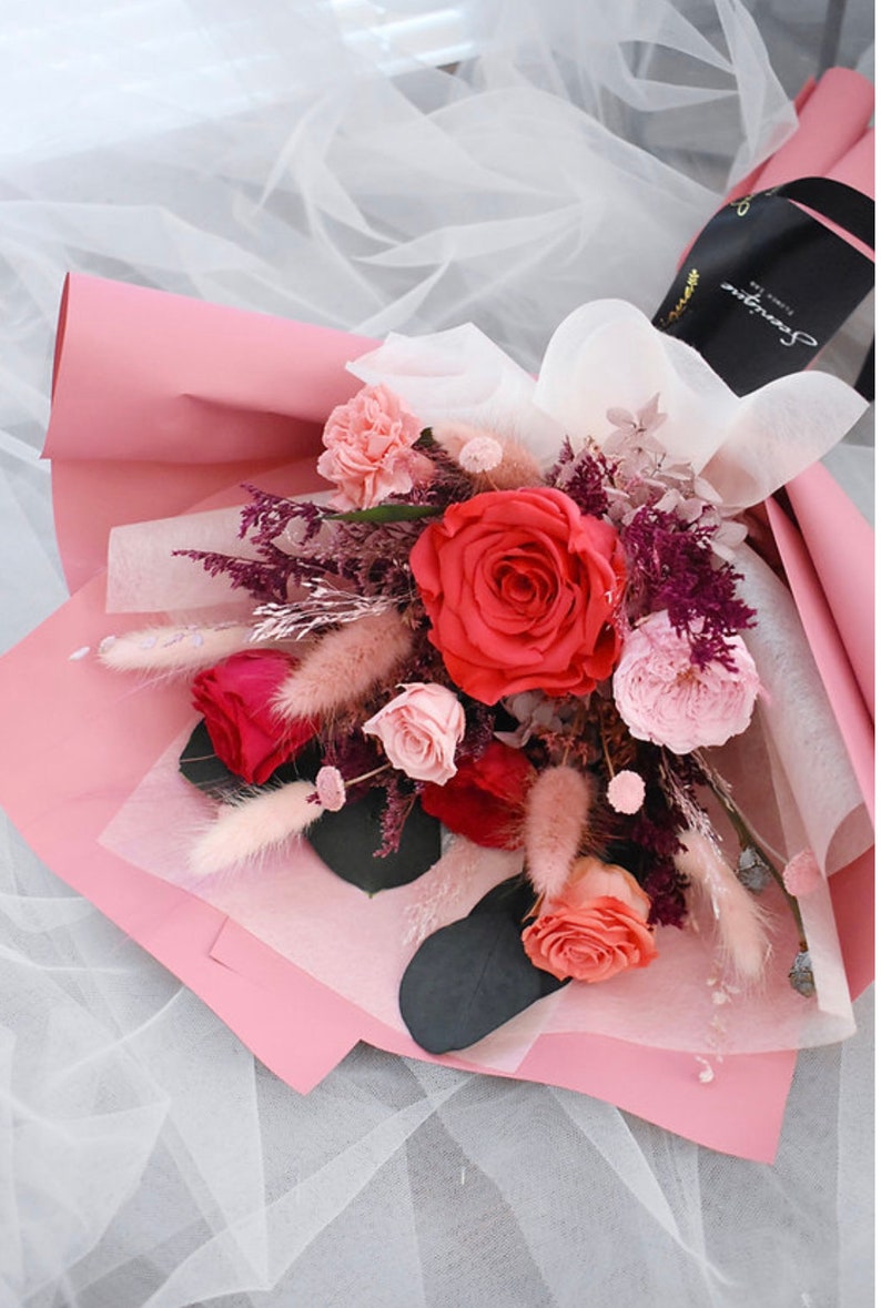 Preserved Flower Bouquet 7 Colors Forever Rose Rose Etsy