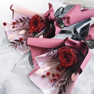 Preserved rose single bouquet [16colors], Forever Rose, Rose bouquet, Flower gift, Valentine&#39;s Day, Mother’s Day, Birthday Flowers gifts