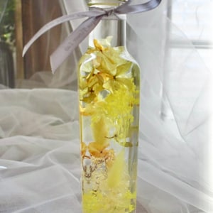 1.5” x 8”  Herbarium - Yellow , Preserved Flower Bottle. flower gift, birthday gift, flower decor, home decor.[LED LIGHT OPTIONAL]