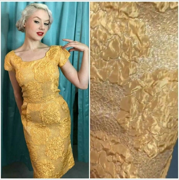 Vintage 1950s Gold Spider Web Union Cocktail Dress