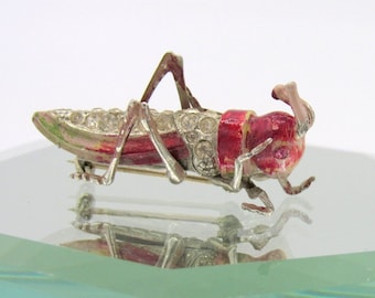 Broche CORO GRASSHOPPER de Adolph Katz / Pin de insecto coleccionable / Pieza de libro de la década de 1940 / Especial y raro
