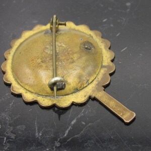 DU TEMPS PERDU / Broche de luto victoriano latón y plata de ley / Pájaro y flor grabados / Movimiento estético americano / Espalda soldada imagen 5